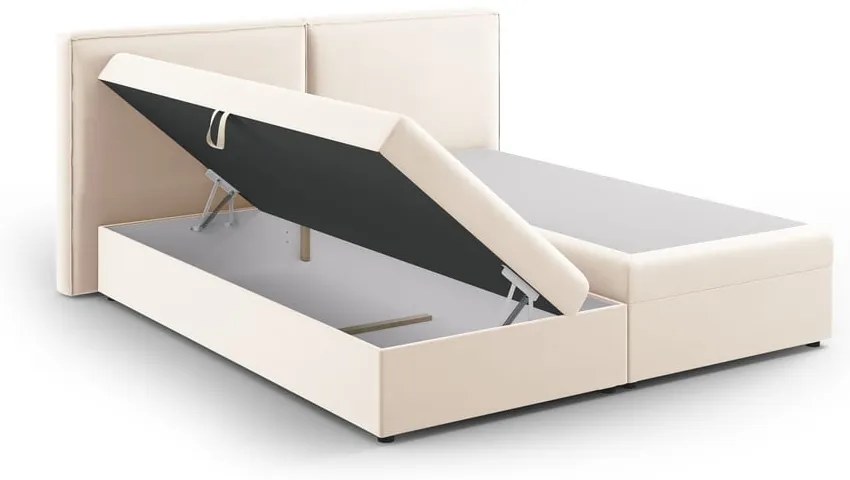 Kremowe łóżko boxspring ze schowkiem 160x200 cm Arendal – Cosmopolitan Design