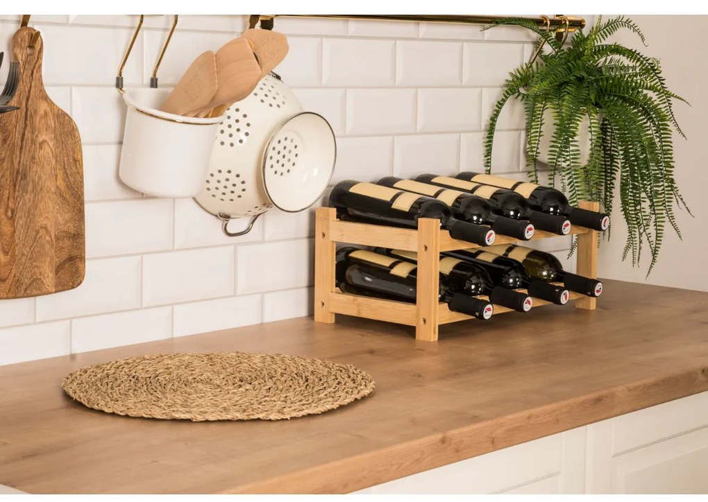 G21 Bambusowy regał na wino, 8 butelek, S