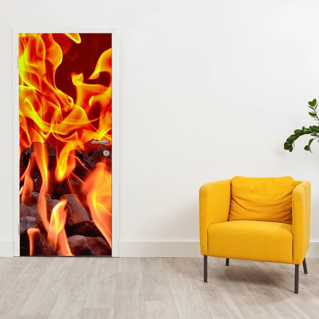 Fototapeta na drzwi - Płonące węgle (95x205cm)