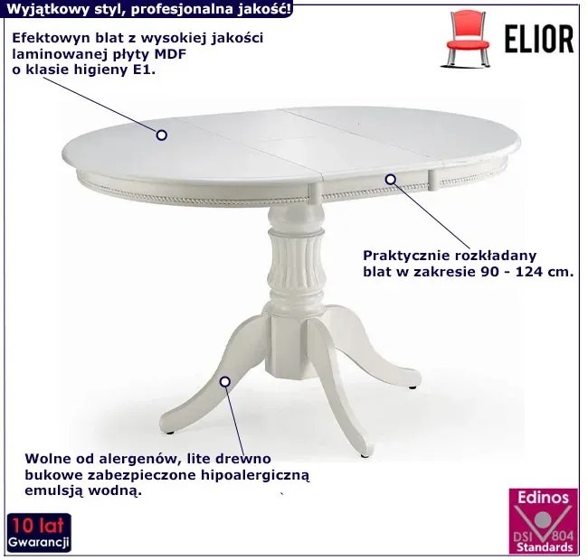 Rozkładany biały stół M2-Z61