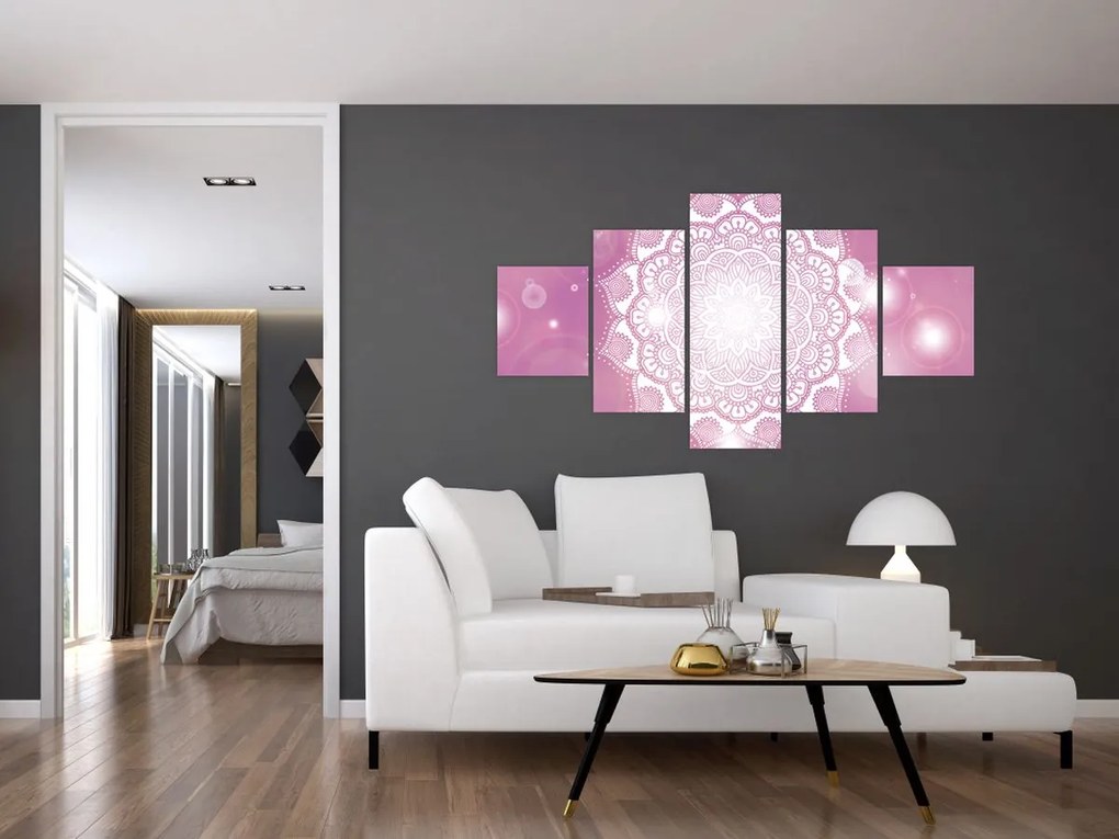 Obraz mandali na różowym tle (125x70 cm)