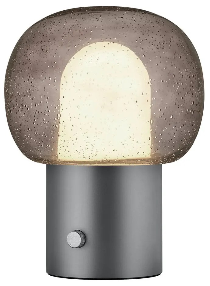 Antracytowa aluminiowa lampa stołowa LED ze szklanym kloszem (wysokość 32 cm) Iris – Blomus