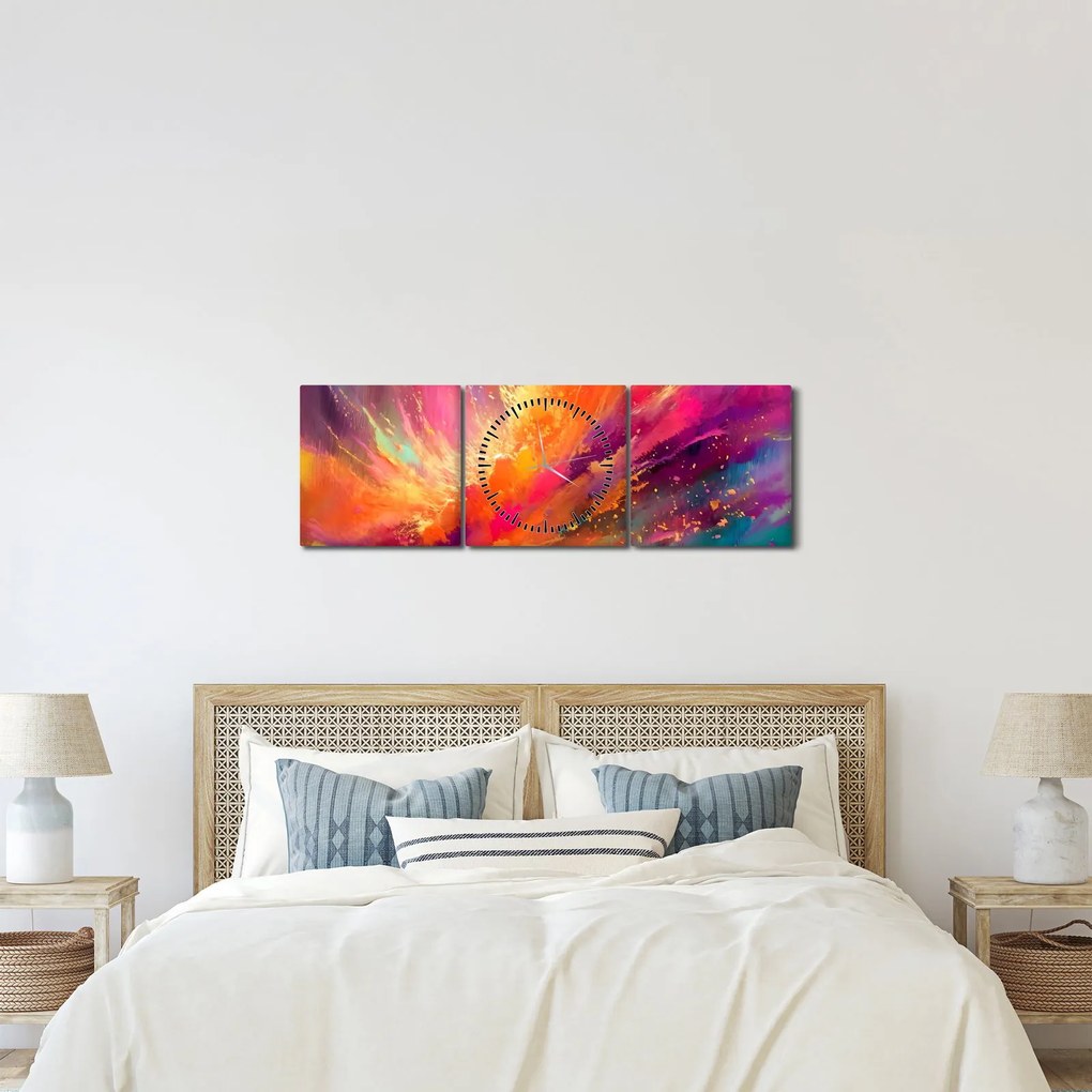 Obraz - Dynamiczna abstrakcja (z zegarem) (90x30 cm)