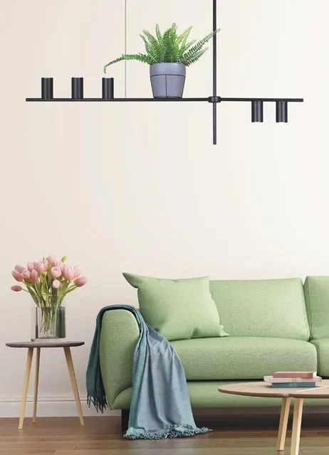 Duża czarna lampa wisząca z kwietnikiem - 7X S076 G8-E68