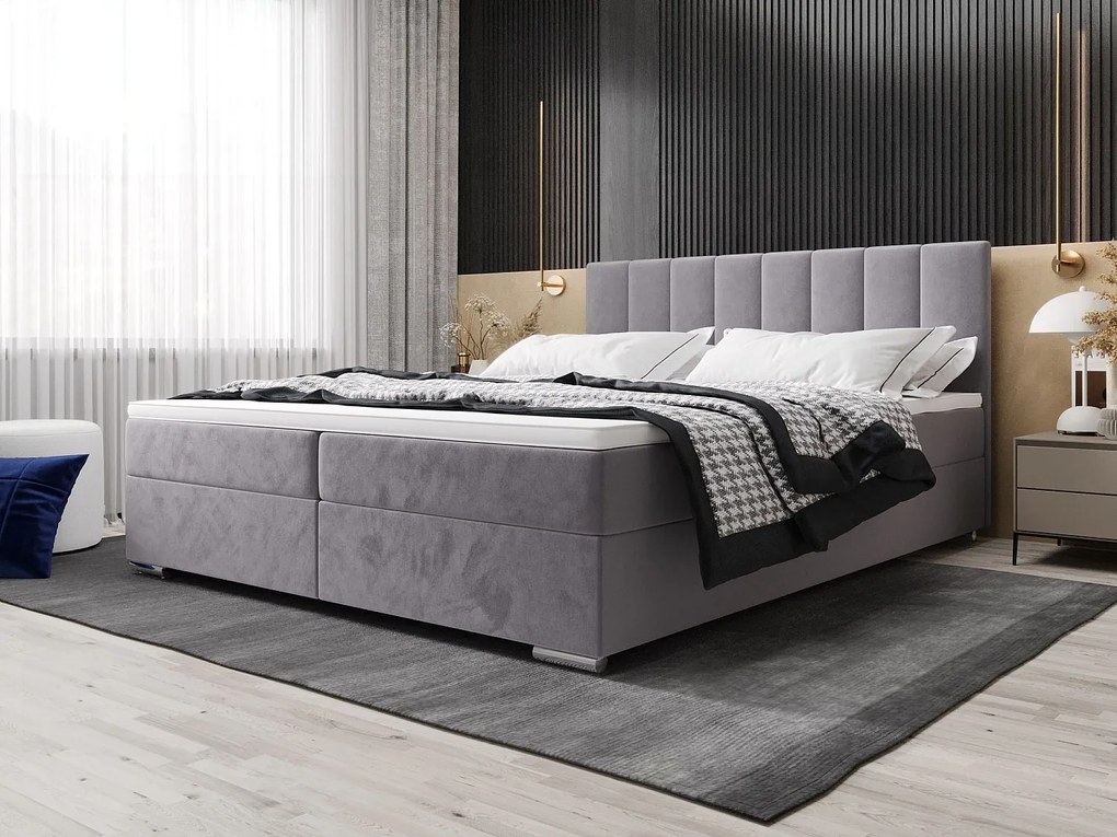 BEDANTE Łóżko kontynentalne ZILANO2 180x200 Itaka 50 Jasnoszary