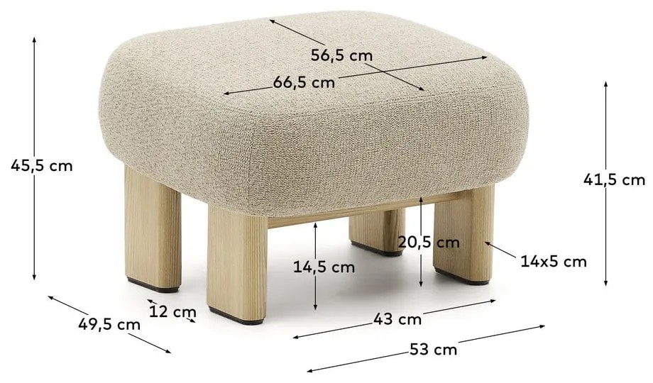 Beżowy podnóżek z tkaniny szenilowej Nema – Kave Home