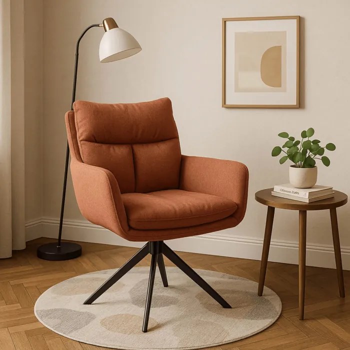 Krzesło Tapicerowane Obrotowe do Salonu PAUL Rude Nowoczesne