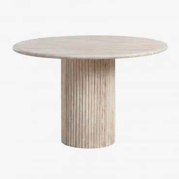 Okrągły Stół Jadalniany Ø120 Cm Z Naturalnego Kamienia Grosseto Travertine - Sklum