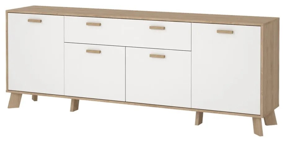 Biało-naturalna komoda w dekorze dębu 196x73x39 cm Ikast – Tvilum