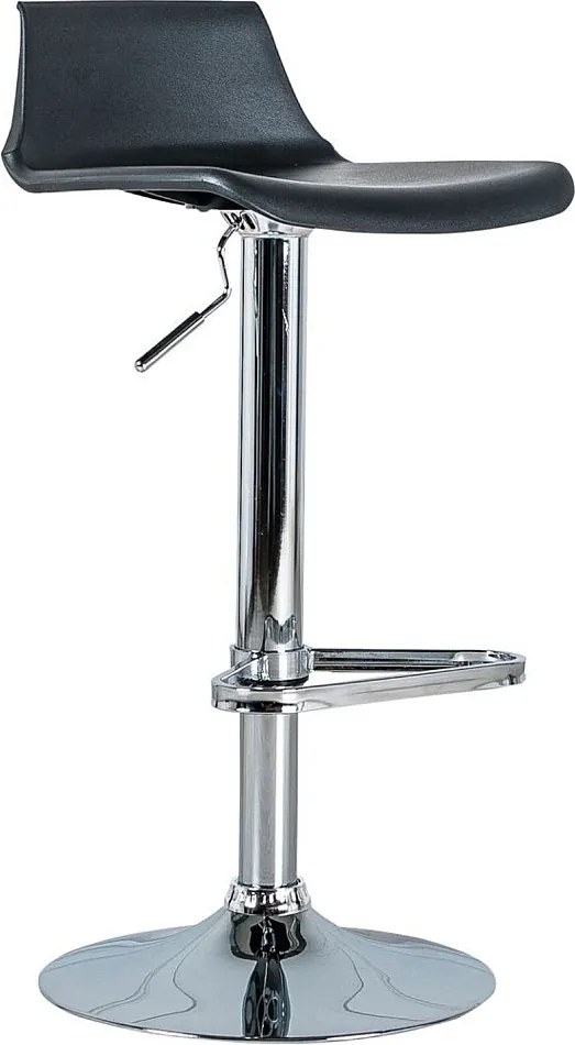 Zestaw 2 czarnych wysokich krzeseł "Henri" z polipropylenu z podnośnikiem gazowym i podnóżkiem, 41x39 cm, 72h