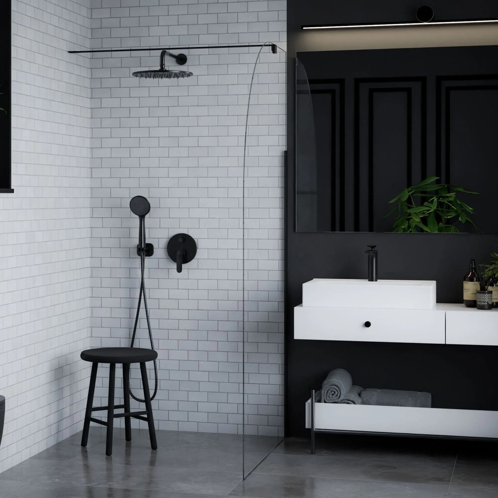 Ścianka prysznicowa WALK IN FIX przezroczysta półokrągła 8 mm MOLIS NATURE Clear Moon MASSI | różne rozmiary : Kolor profili kabiny - złoty, Szerokość ścianki - 100 cm, Typ montażu - WALK in FIX (Do ściany)