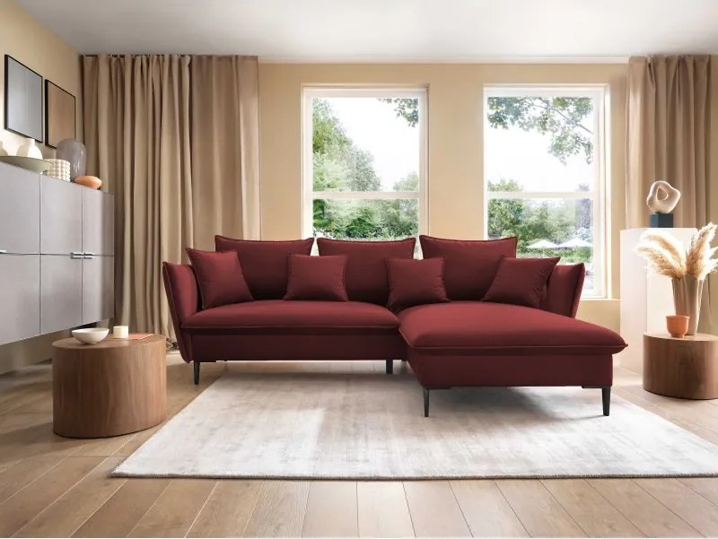 Narożnik GLOSS Prawostronny z funkcją spania, zestaw z poduszkami wolnostojący tkanina RIVIERA 69 Fioletowy WERSAL