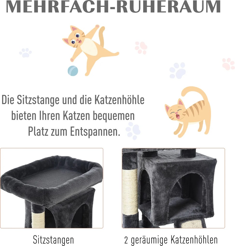 Drapak dla kota Drapak do ostrzenia pazurów dla kota z sizalowymi kolumnami Drapak dla kota ciemnoszary | Aosom.pl