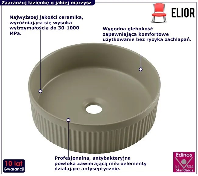 Oliwkowa okrągła umywalka na blat N7-T02