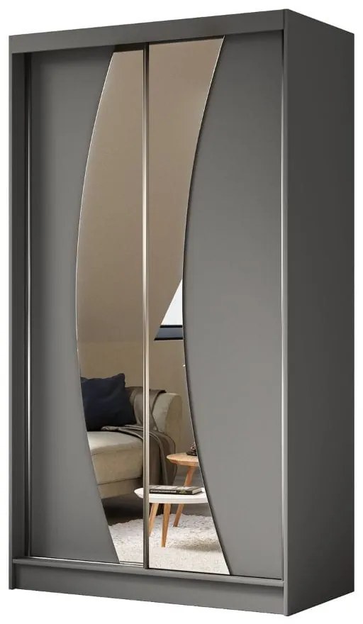 Szafa przesuwna - Foks 120 cm, szary mat