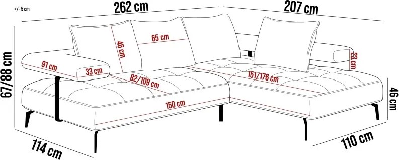 Narożnik MONTELLA XL układ U z elektryczną funkcją RELAX WERSAL