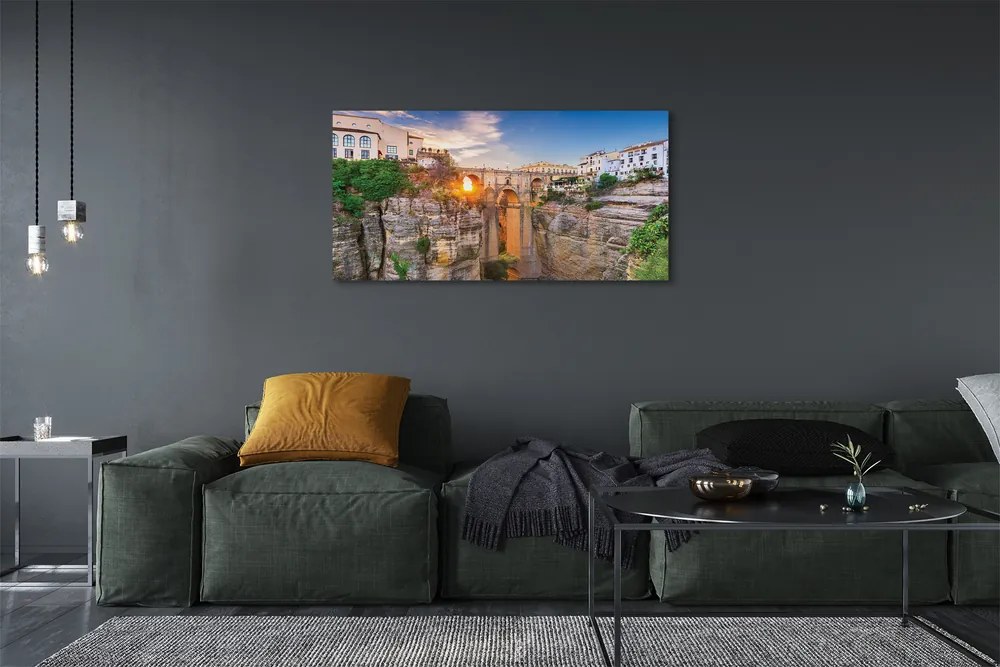 Zdjęcie na płótnie Most nad Rzeką o Zachodzie Słońca