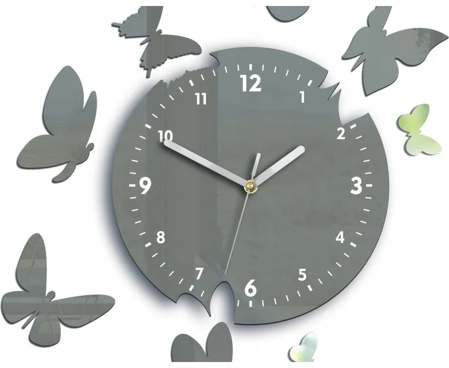 Zegar ścienny nowoczesny cichy do salonu lub sypialni akrylowy z motylami