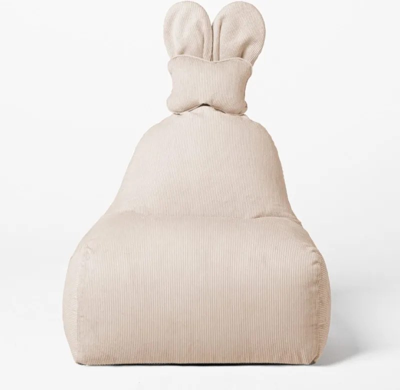 Sztruksowa pufa z uszami w kolorze beżu FUNNY BUNNY