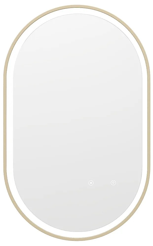 Lustro łazienkowe podświetlane owalne przeciwparowe ze złotą ramą, 50 x 80 cm - ALARICO
