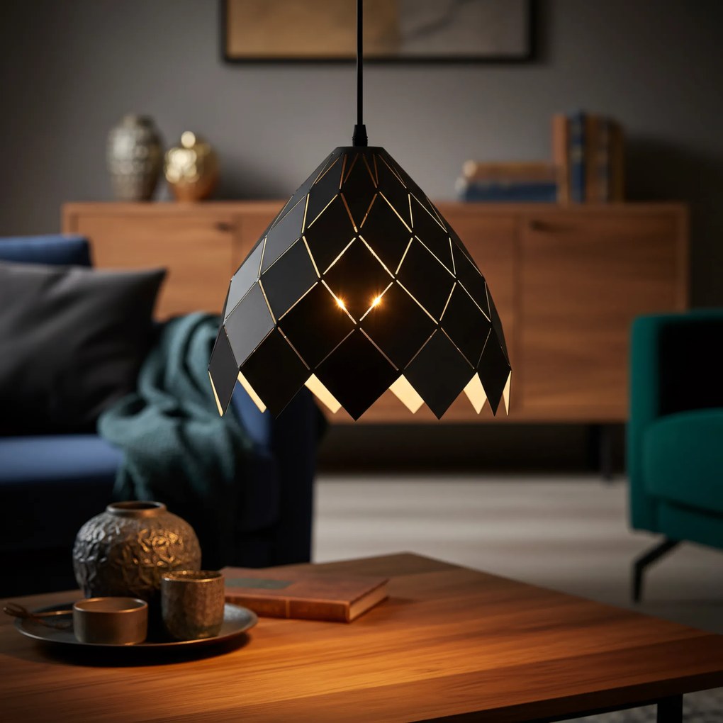 Lampa Sufitowa Wisząca Metalowa APP338-1CP Czarna