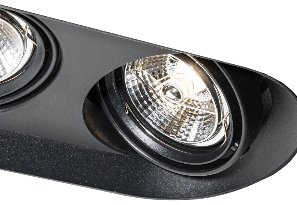 Zestaw 6 zaokrąglonych reflektorów wpuszczanych czarnych GU10 70mm 2-punktowe - Hubs Oswietlenie wewnetrzne