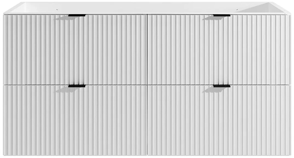 Podwieszana szafka łazienkowa prążkowana - Matowy biały - 120 cm - ZEVINI