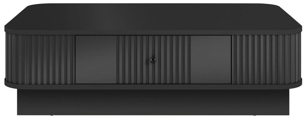 Stolik kawowy z szufladą Vesper 103x60 cm na cokole - czarny / czarny uchwyt