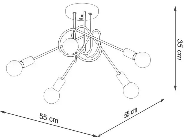 Czarny designerski żyrandol E27 bez kloszy - 4X A620 G7-T71