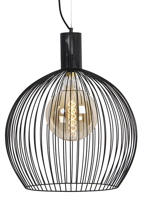 Designerska okrągła lampa wisząca czarna 50 cm - Dos Nowoczesny Oswietlenie wewnetrzne