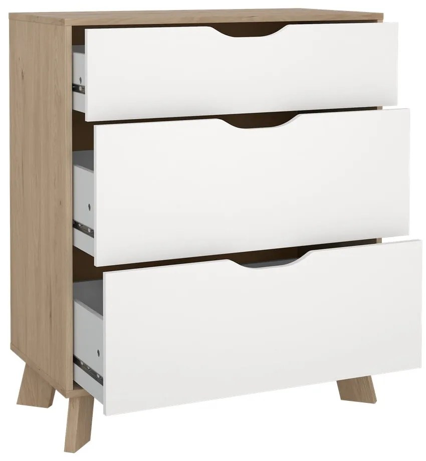 Biało-naturalna komoda w dekorze dębu 79x92x40 cm Ikast – Tvilum