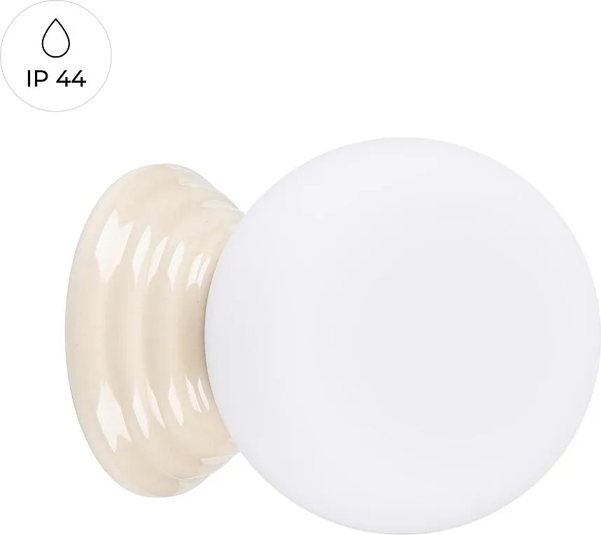 Lampa ścienna minimalistyczny Zori, ceramika szkliwiona/szkło - 1 źródło - L.12 x H.12 cm - beżowy