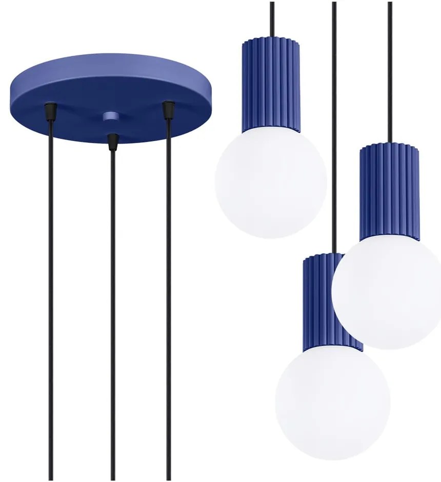 Ciemnoniebieska lampa wisząca ze szklanym kloszem ø 25 cm Orbital – Sollux