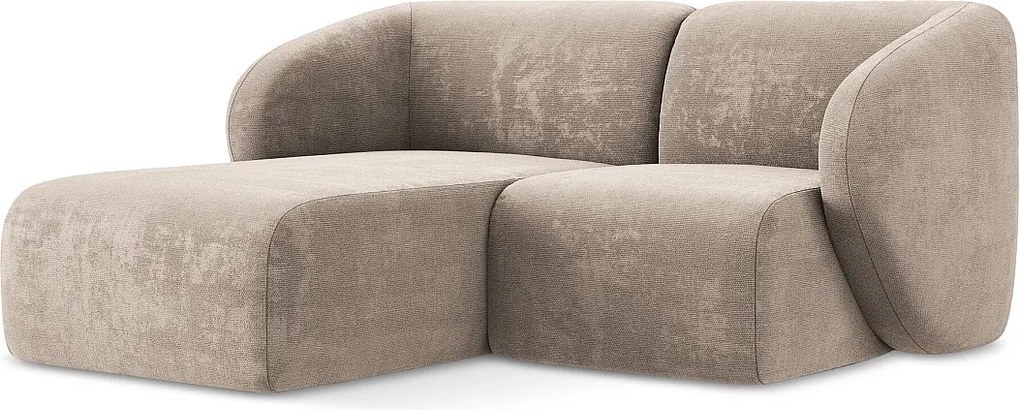 Narożnik lewostronny - z tkaniny szenilowej - ciemny beż - LANI