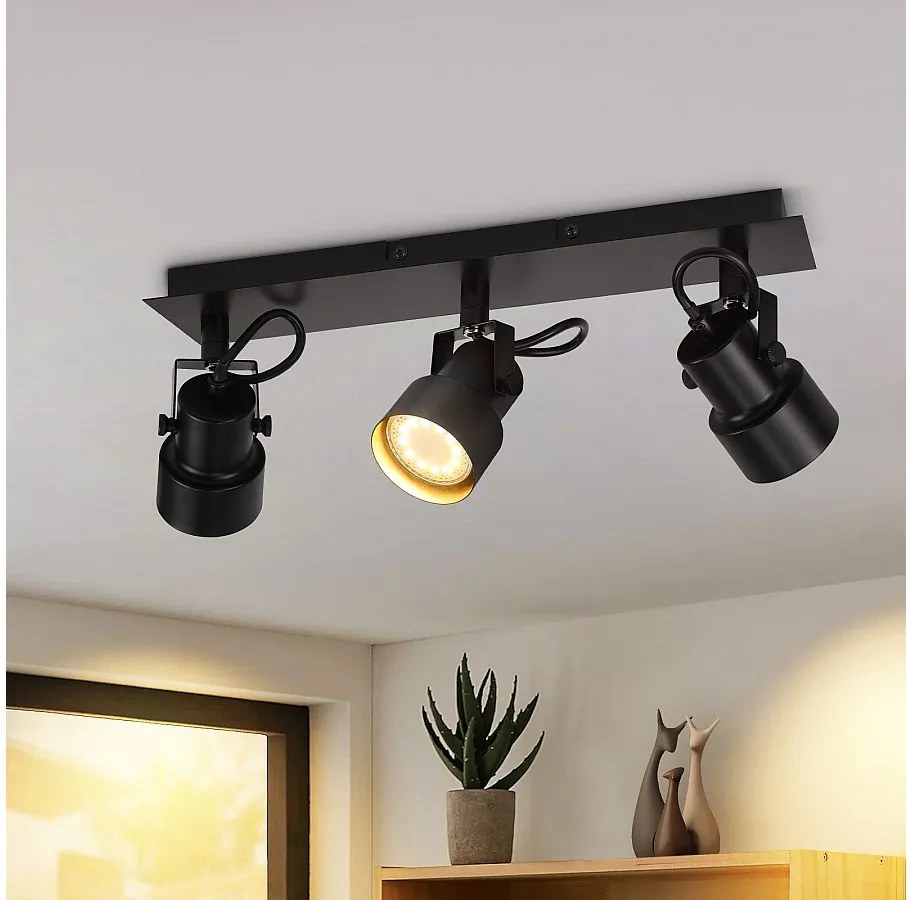 NETTLIFE Czarny sufitowy punktowy vintage lampa sufitowa GU10 lampa kuchenna do regulacji 3 płomienie vintage 350°