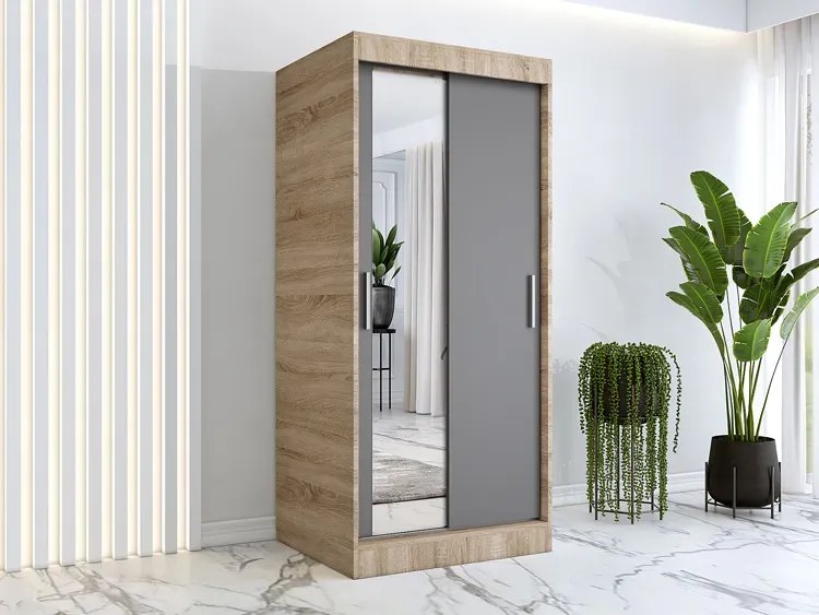 Szafa przesuwna w kolorze dąb sonoma + antracyt H5-M03