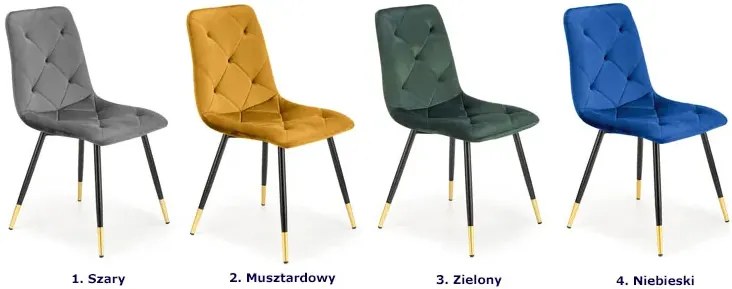 Zielone pikowane krzesło glamour welurowe - Mirabel