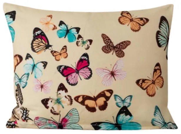 Flanelowa poszewka na poduszkę VIVA BUTTERFLY 40x50 cm, kremowa