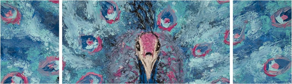 Obraz namalowanego pawia (170x50 cm)