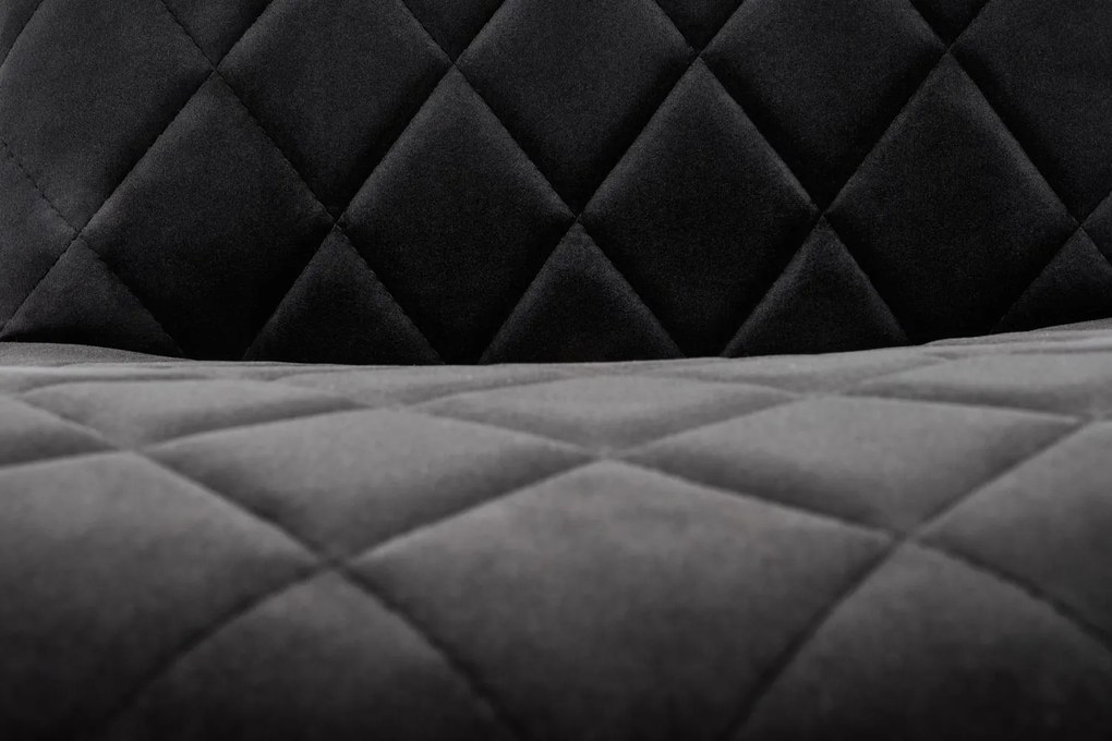 Czarne welurowe krzesło z oparciem na czarnych nogach K525