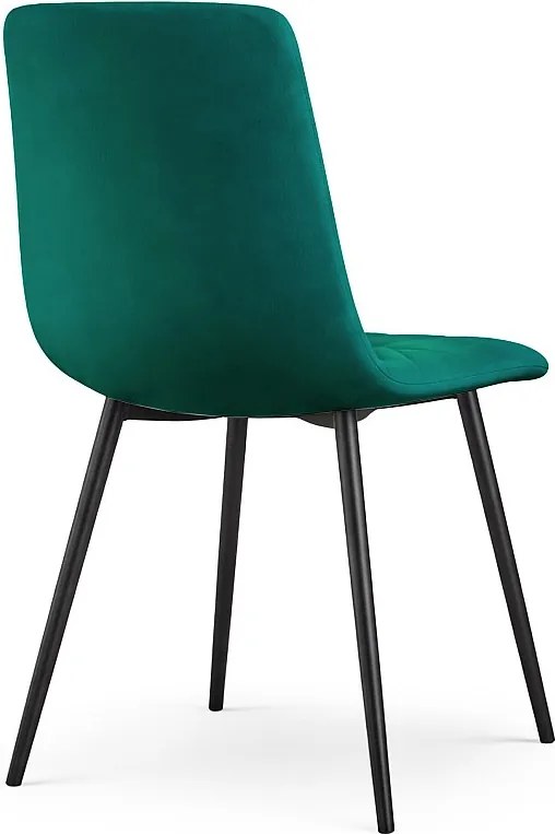 2x Welurowe krzesło tapicerowane pikowane Butelkowa Zieleń NERO Czarne nogi