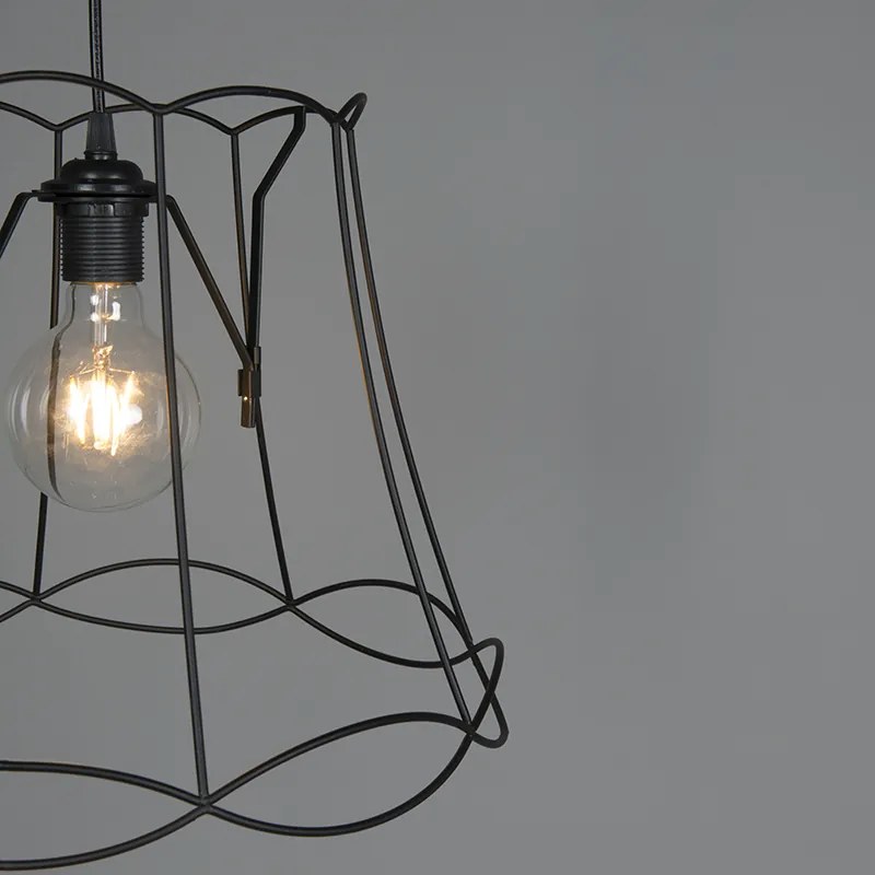 Retro Lampa wisząca czarna 40 cm - Granny Frame Retro Oswietlenie wewnetrzne