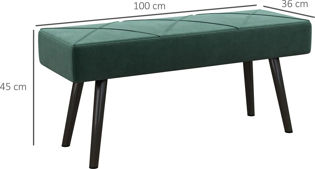 HOMCOM Ławka Tapicerowana Łóżkowa Zielona z Wzorem X | Aosom PL