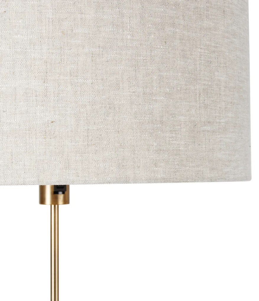 Lampa stojąca regulowana brązowa z abażurem w kolorze jasnoszarym 50 cm - ParteDesignerski Oswietlenie wewnetrzne