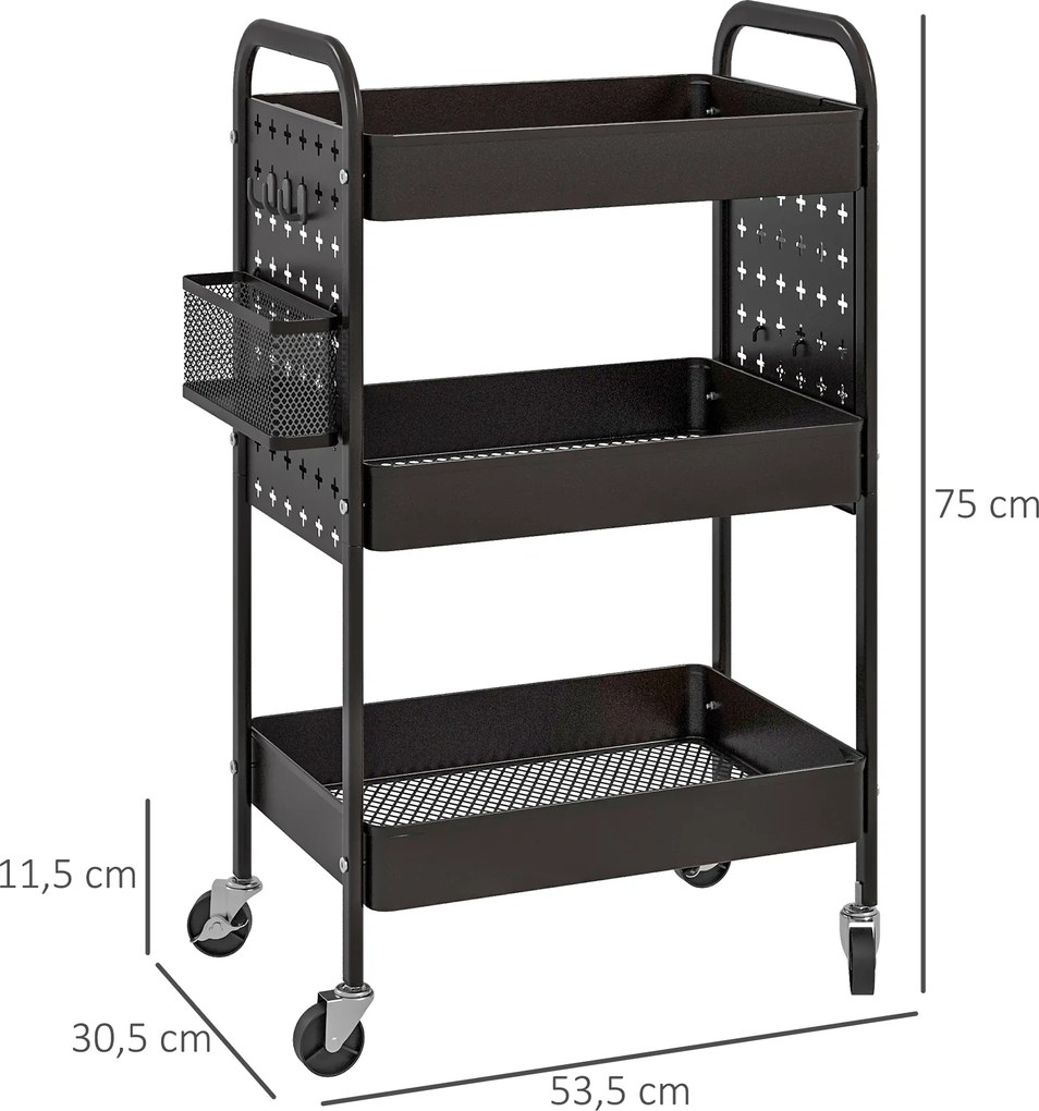 HOMCOM Wózek na Kółkach Kuchenny Czarny | Aosom PL