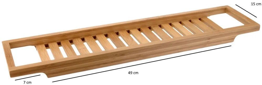 Półka łazienkowa na wannę BAMBOO SPA, długość 64 cm