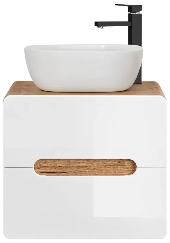 Szafka z umywalką nablatową biały połysk T3-S92