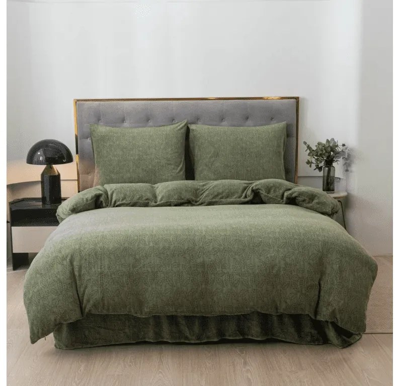 PrzytulneMieszkanie.pl PrzytulneMieszkanie.pl Pościel z mikropluszu GRENA, zielona Rozmiar pościeli: 2 szt 70 x 90 cm | 200 x 220 cm