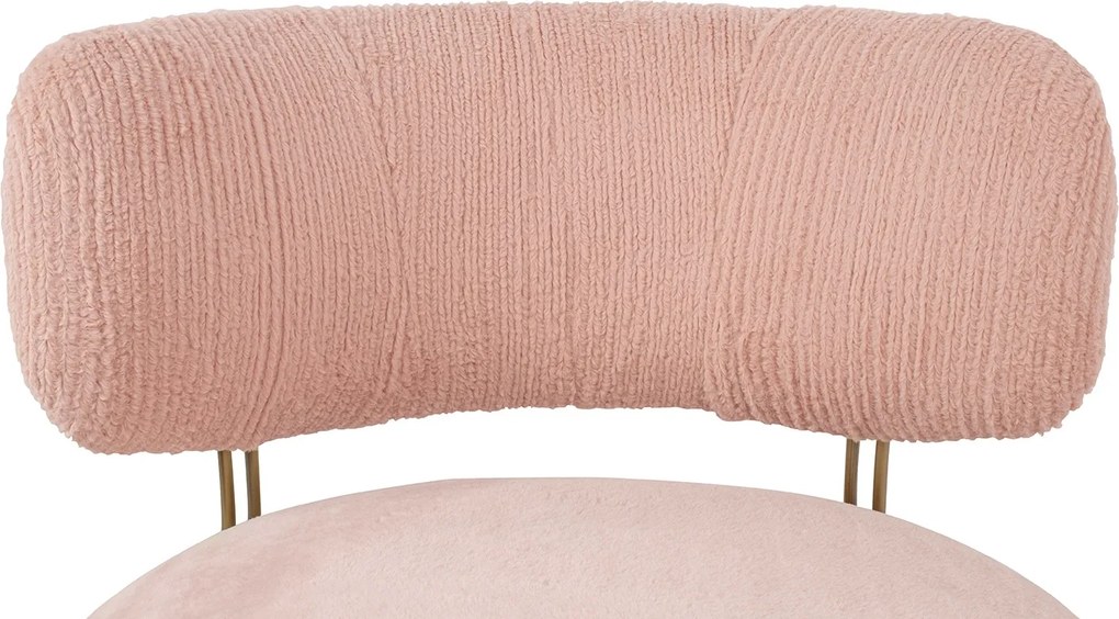 Designerski fotel wypoczynkowy z pluszu Teddy Low różowy