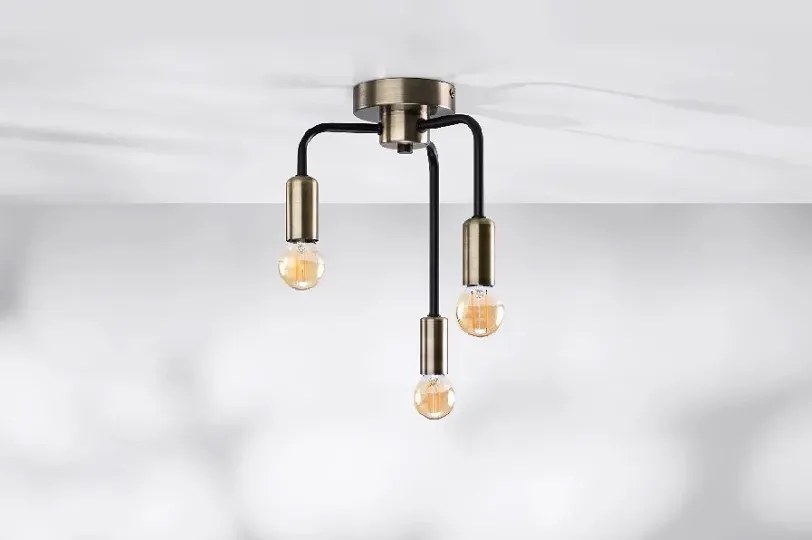 Trzyramienna loftowa lampa sufitowa czarny mat - V136-Vileta